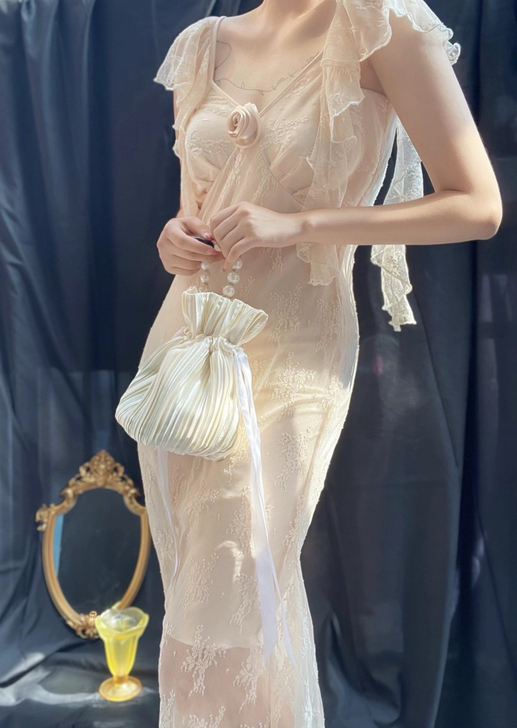 深海vintage【奶油蕾丝鱼尾裙】