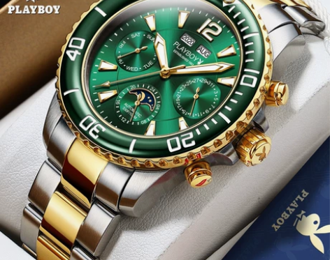 花花公子品牌手表男士全自动机械表劳绿水鬼力...