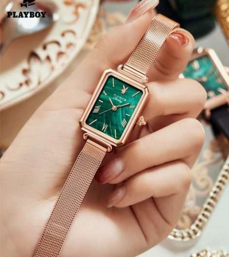 花花公子正品名表品牌小绿表表盘手表女士绿色...