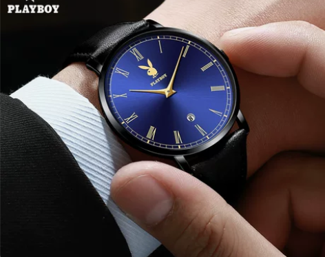 PLAYBOY花花公子石英表超薄皮表带大表...