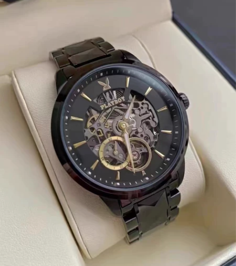 花花公子男士手表男自动机械表镂空正品新款潮...