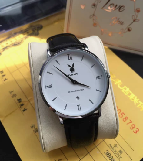 花花公子品牌手表男士十大超薄简约防水真皮时...