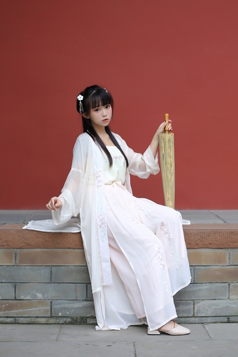 兰若庭 汉服宋制 宋裤 褙子粉色