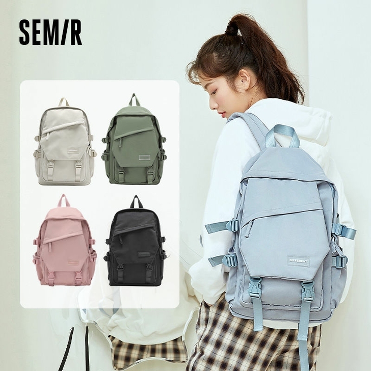 森马书女2021新款大容量学院风多口袋插扣...