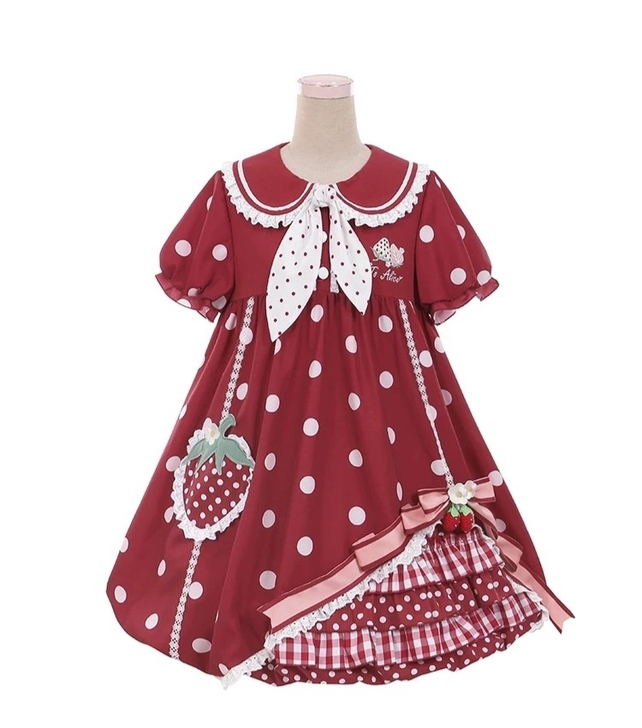 【收】熊之工作室草莓花苞裙0码标价左右包邮...