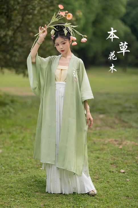 山海记【本草花木】草本印花百褶裙宋制抹胸春...