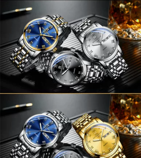 【瑞之缘男士正品石英表】爆款精钢壳钢带钢表...