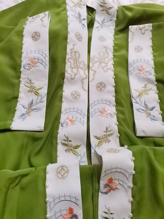 承接兰若庭汉服宋制褙子此间春色袖口衣领加珍...
