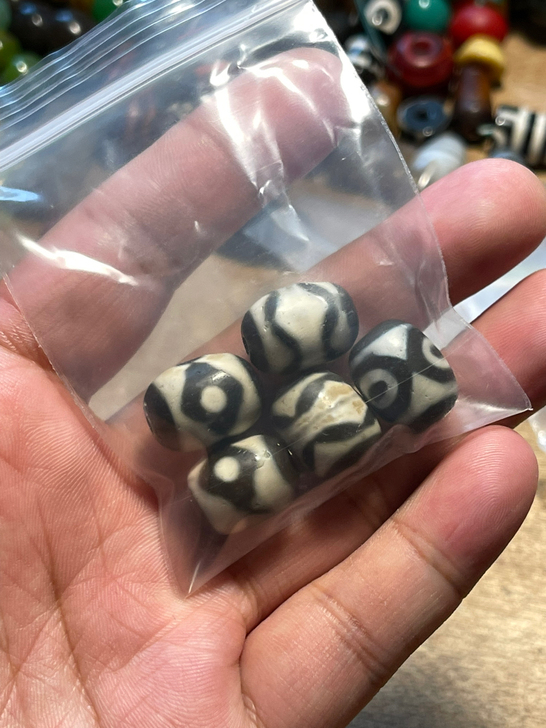 5颗仿古玛瑙天珠风化 配饰打包价