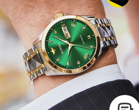 欧品客手表机械表精钢商务镂空防水男士手表男...