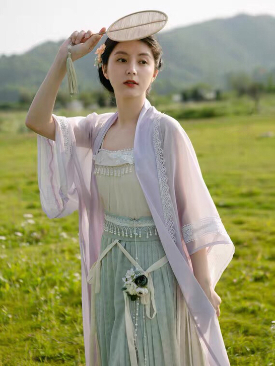 赏花时原创设计仿长干寺蕾丝褙子宋制百迭褶裙...