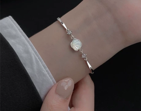 925纯银贝壳手链女ins小众设计手链高级...