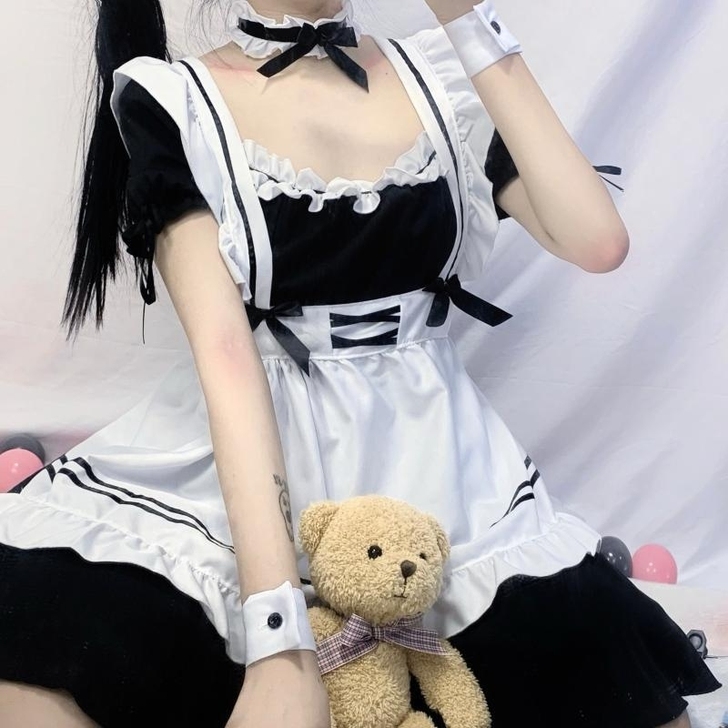女仆装六件套软妹黑白可爱Lolita