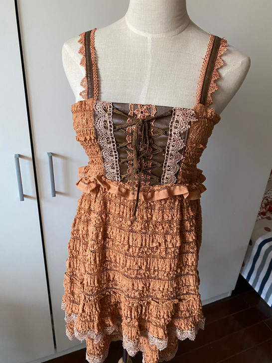 全新日系系带复古动漫二次元甜美少女褶皱蕾丝...