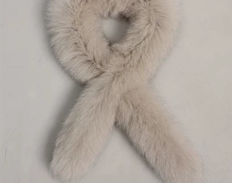 古灵阁 整皮狐狸毛围巾女韩版时尚交叉设计皮...