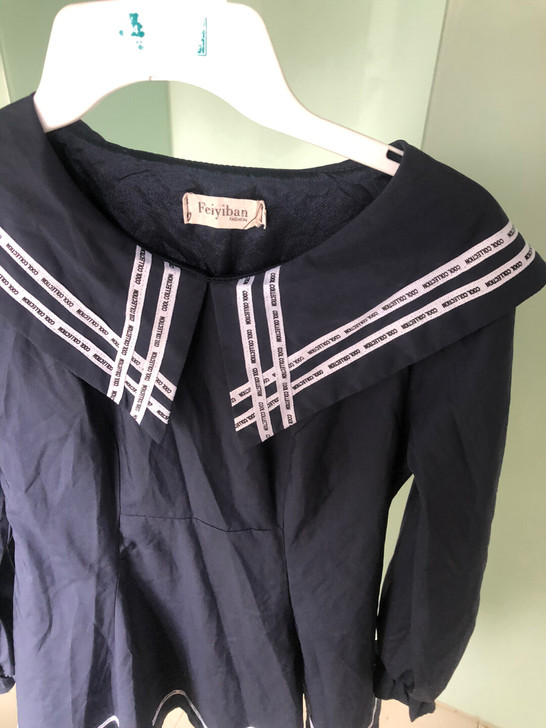 水手服学生二次元显瘦连衣裙海军风