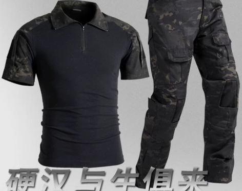 包邮夏季短袖迷彩服套装男特种兵作训服青蛙火...