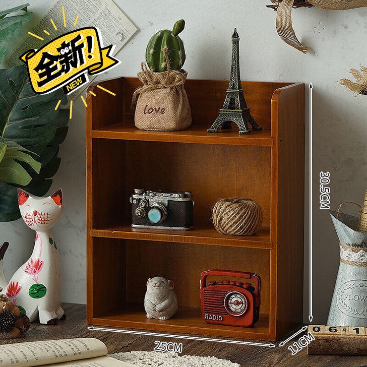 桌面收纳盒zakka办公桌木柜木制化妆品壁...