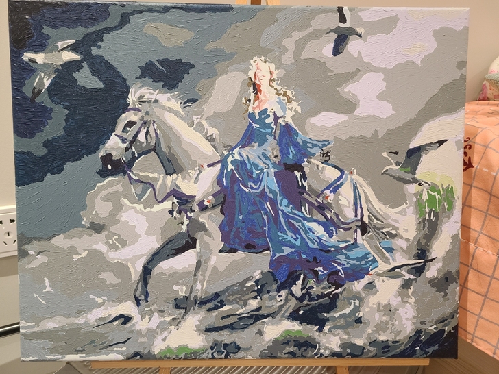 出本人油画填图作品，做工精细有纹理感