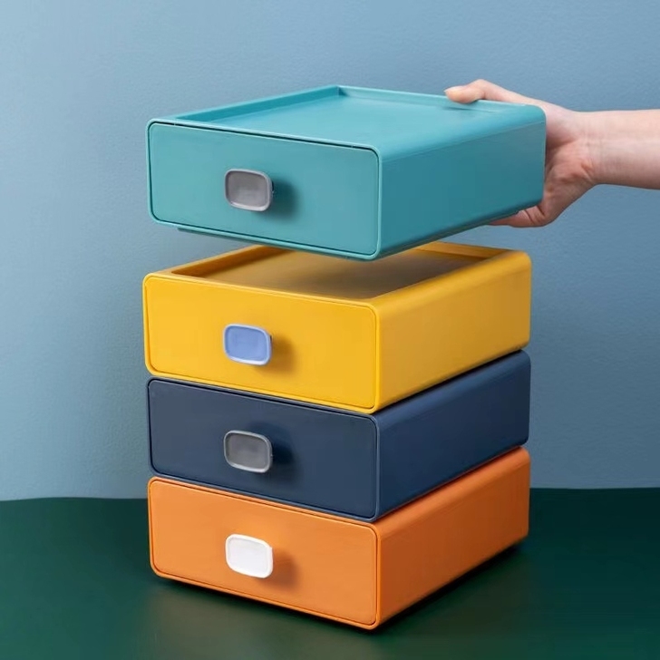 彩色桌面收纳盒，化妆收纳整理都是很方便的，...