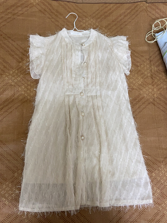 米色飞飞袖连衣裙 S码