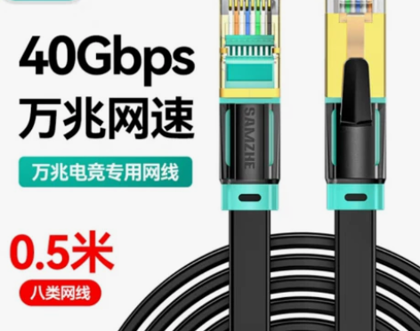 山泽八类万兆网线电竞级网络扁平跳线CAT8...