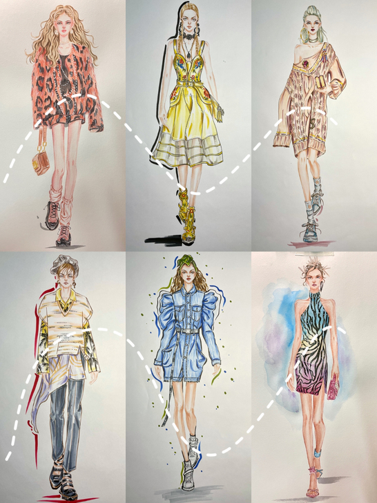 【代画】服装设计手绘效果图 马克水彩时装画