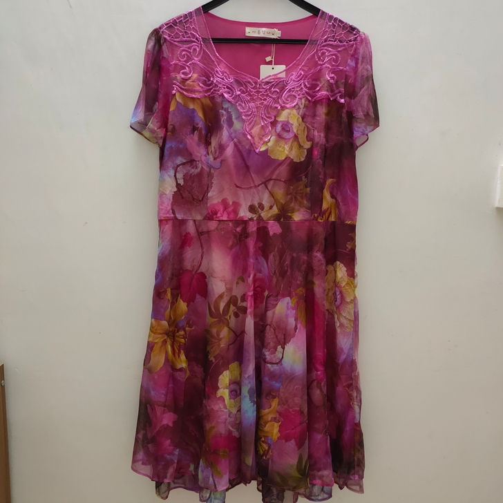 雪纺连衣裙,重工刺绣,实拍图,5XL,全新...