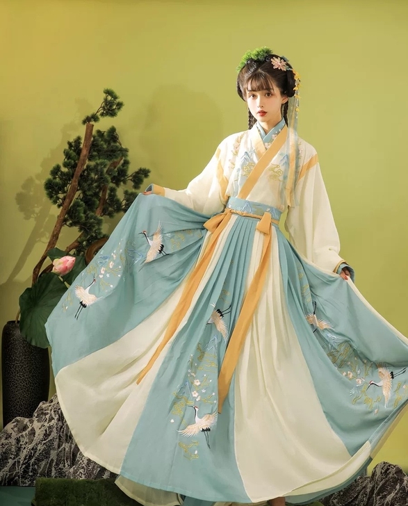 玉术原创汉服女羽集晋制齐腰魏晋风交领中国风...