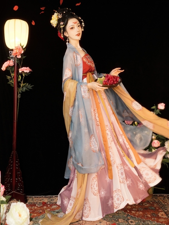 玉术原创汉服女霓裳诃子裙大袖衫唐制春夏刺绣...