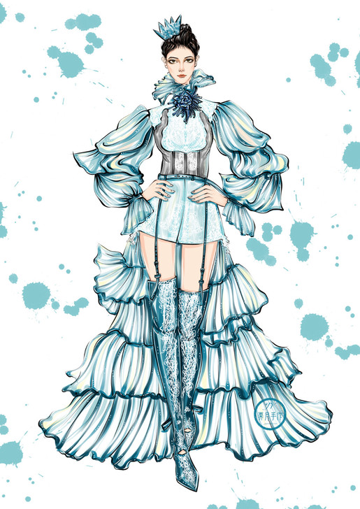 ipad服装设计手稿，马克笔手绘效果图