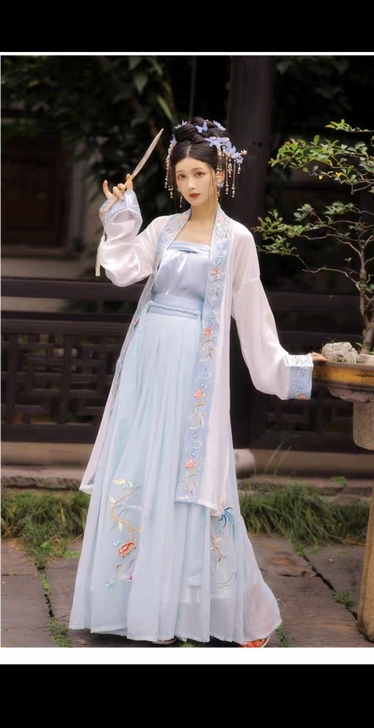 玉术原创汉服女凤鸾宋制长褙子齐腰襦裙宋抹绣...