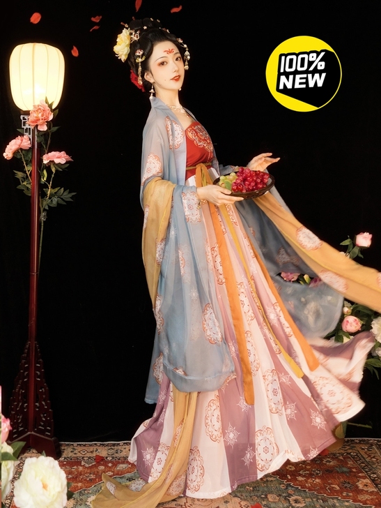 玉术原创汉服女霓裳诃子裙大袖衫唐制春夏刺绣...