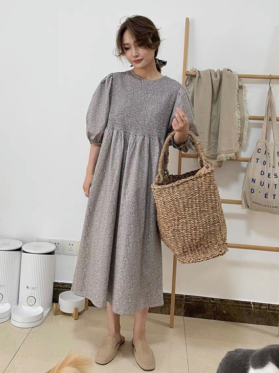 【微瑕】RIN夏季新款复古港风碎花宽松高腰...