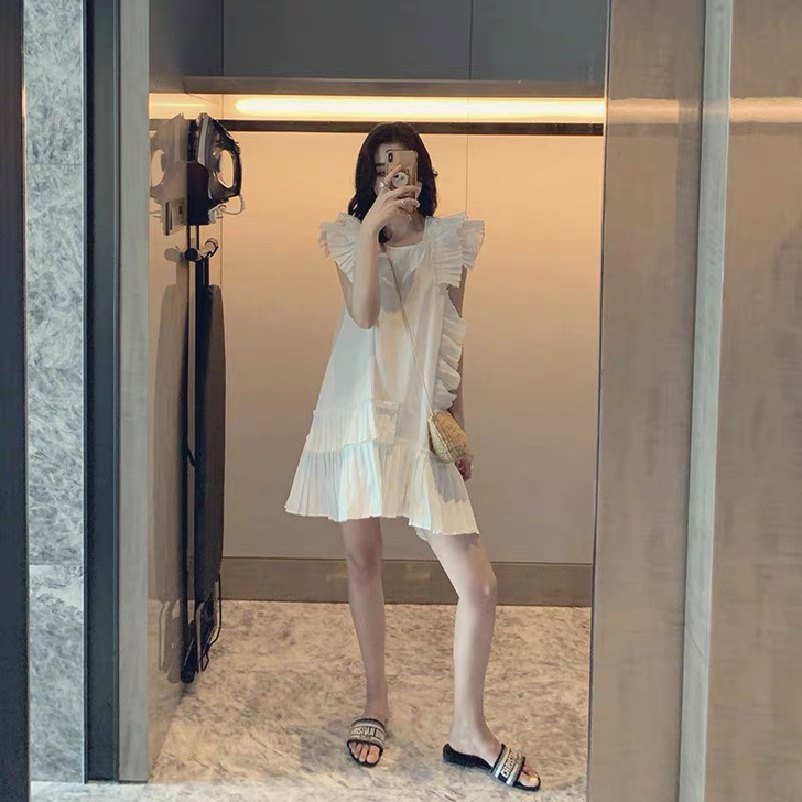 仙女裙不规则大摆重工压褶显瘦##amp；h...