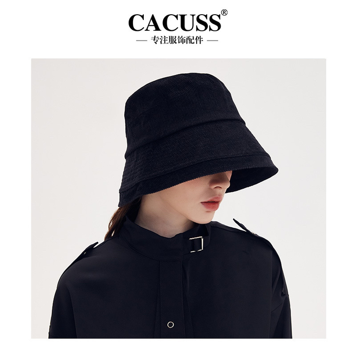 Cacuss秋冬灯芯绒水桶韩版百搭日系宽檐...