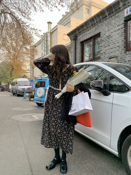 春秋冬打底 单穿碎花连衣裙 一月初八