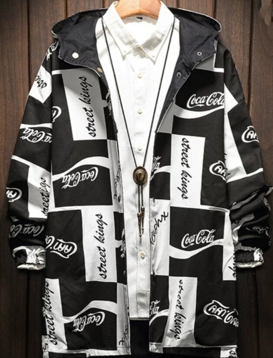可口可乐两面穿大码中长款春秋风衣 ，4xl...