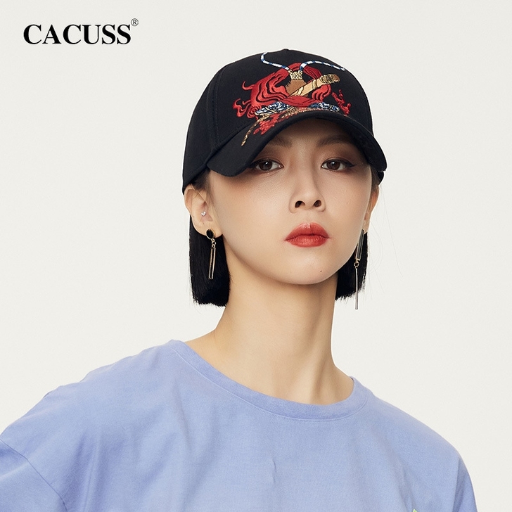 CACUSS棒球帽女士春夏新款鸭舌帽卡通刺...