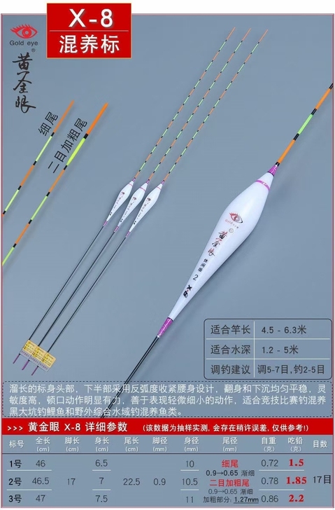 黄金眼x-8黄金眼x8浮漂池海浮漂细尾混养...
