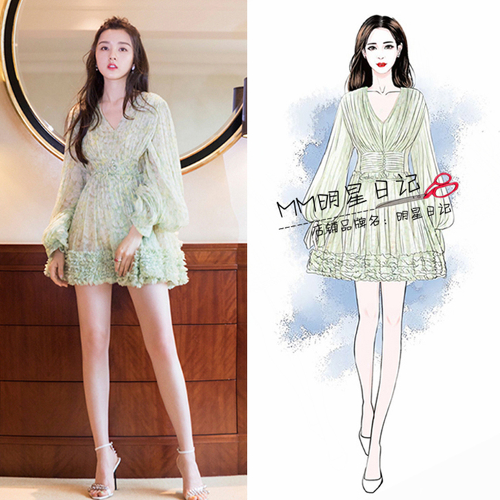 张嘉倪宋祖儿同款连衣裙仙女超仙甜美雪纺裙子...