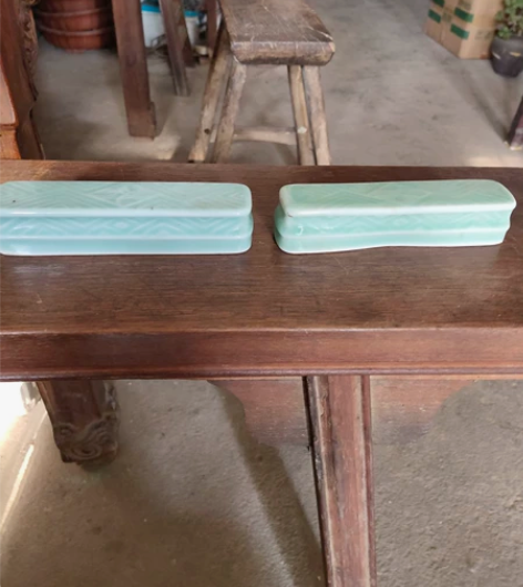 宜老青镇纸二只全品。长15x宽3点2x高3...