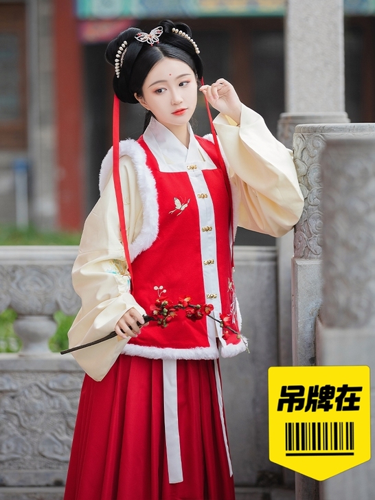 墨子研汉服女原创明制袄裙方领对襟齐腰短款加...