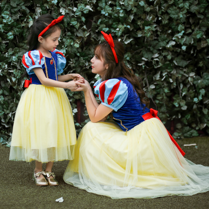 白雪公主裙女童亲子cos演出服爱莎冰雪公主...