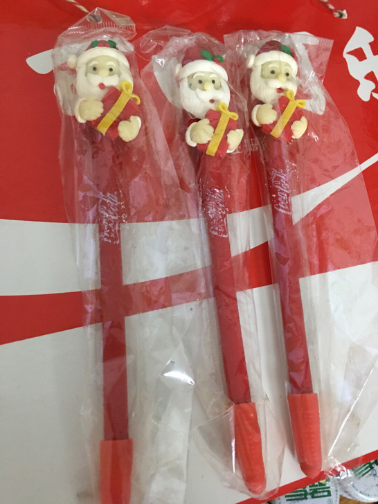 中古可口可乐圣诞老人圆珠笔写出来的墨水黑色...