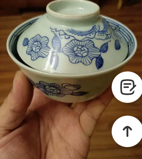 老青花盖碗，里外都有画工，品相完好，喝茶非...