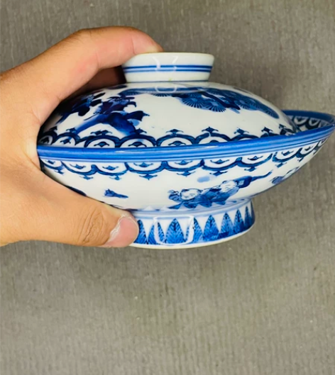 日本回流 舶来品 中古品 锅岛烧盖碗 青花...