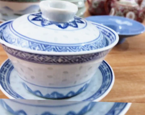 包邮：景德镇本地崽实拍80年代老厂玲珑盖碗...