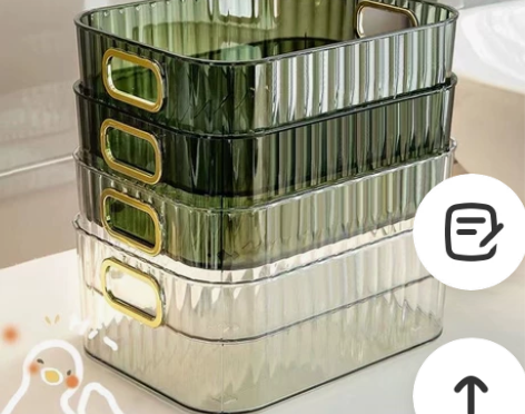 网红轻奢透明收纳盒小红书桌面杂物化妆品面膜...