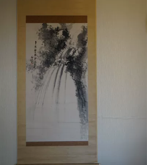 日本老茶掛,茶室挂画 瀑布图 前田畅堂(1...